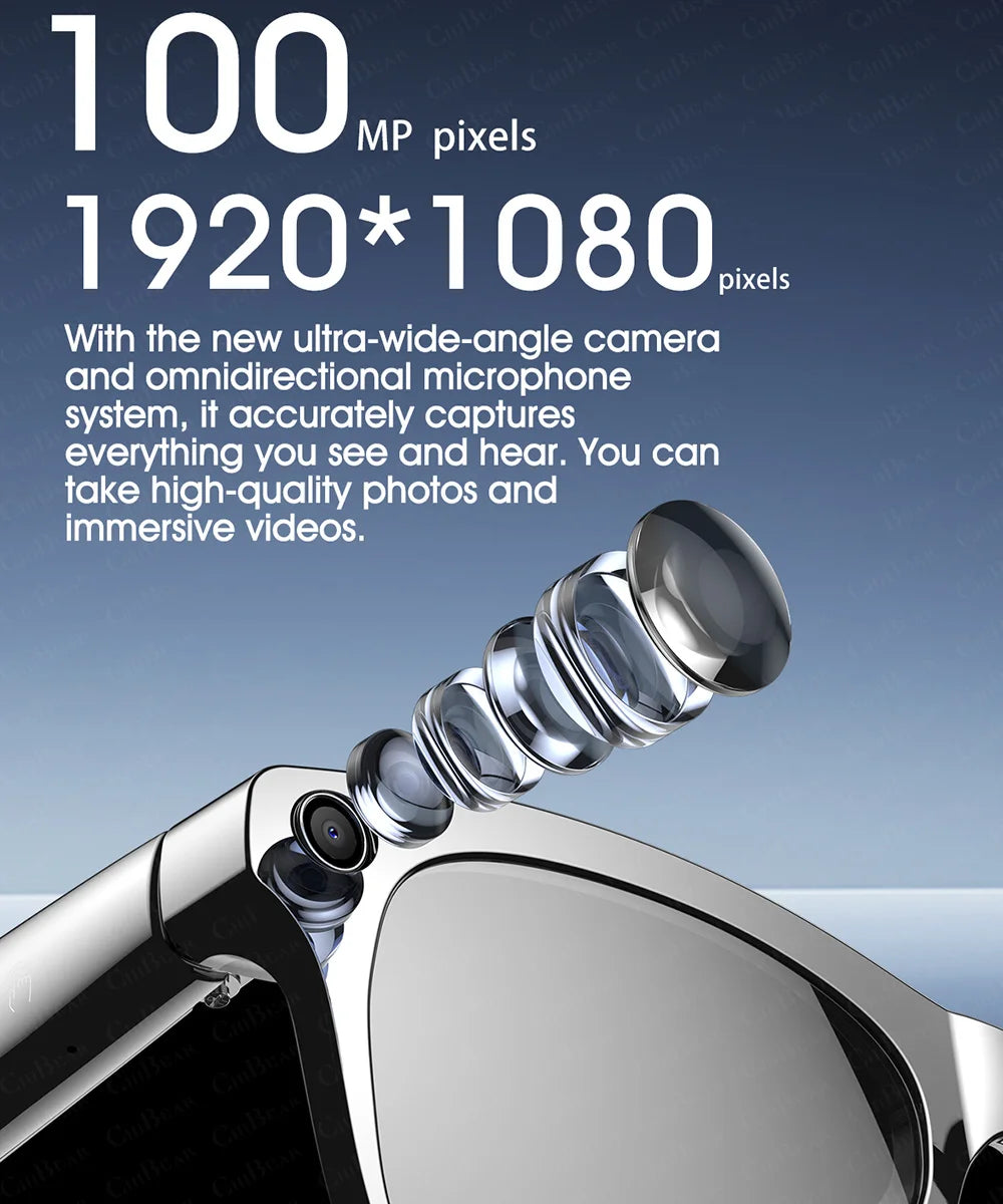 2025 Fashion AI 100MP Camera Smart Glasses Waterproof Bluetooth Call Playing Music Smart Glasses Identify Pictures Use ChatGPT