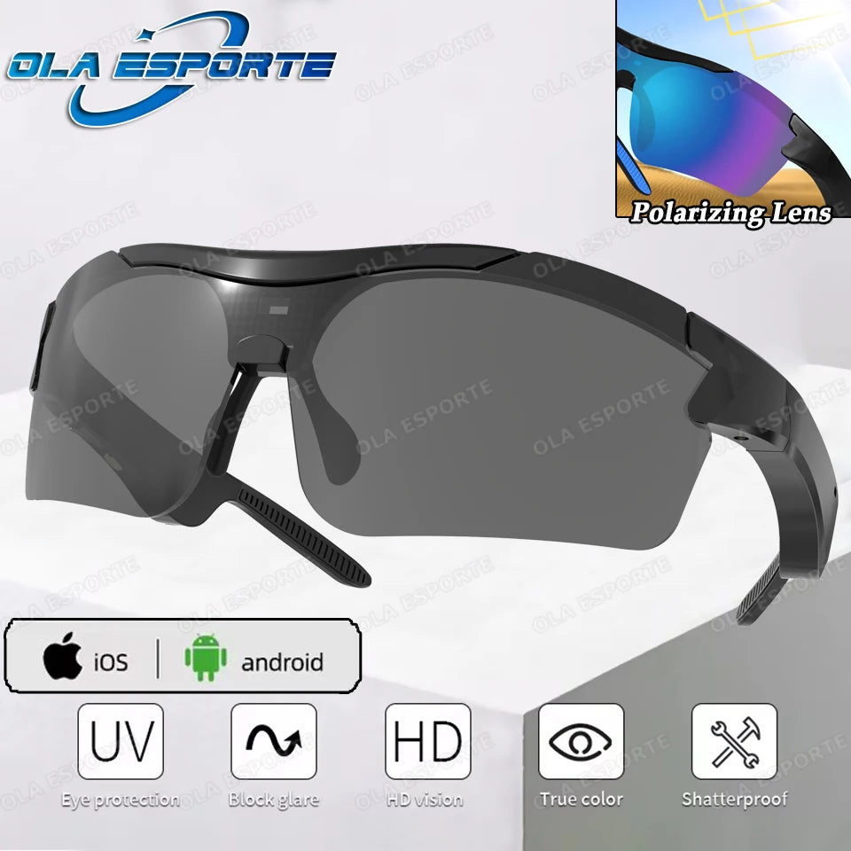 Smart Cycling Glasses Men Bluetooth UV400 Polarized Sunglasses Man AI Voice Intelligent Headphones Call Music Play Camera Remote