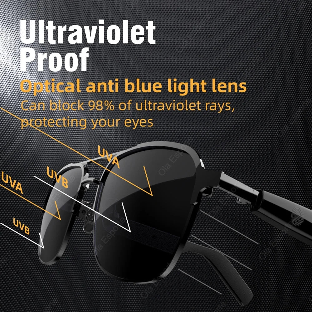 SG11pro Bluetooth Smart Glasses Audio Music Calls Anti-blue Light UV400 Polarized Lens Men Wireless Smart Sunglasses Headphones