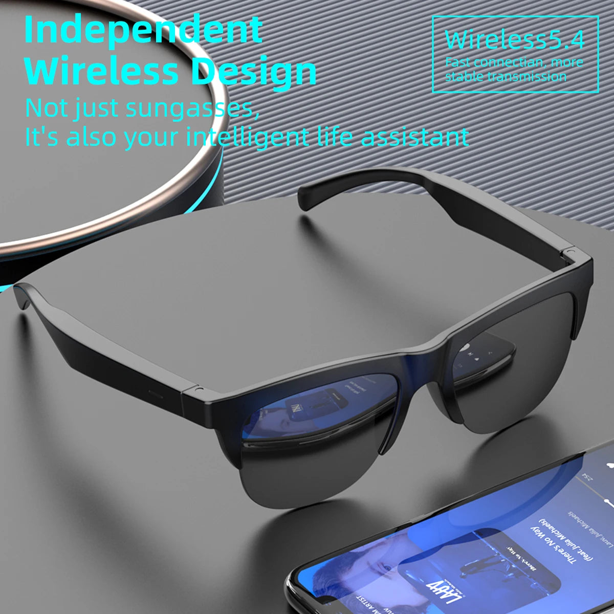 New Electronic Smart Glasses  Music Control Wireless Phone Answer Waterproof Sunglasses Anti-UV Camping Cycling for Men Women