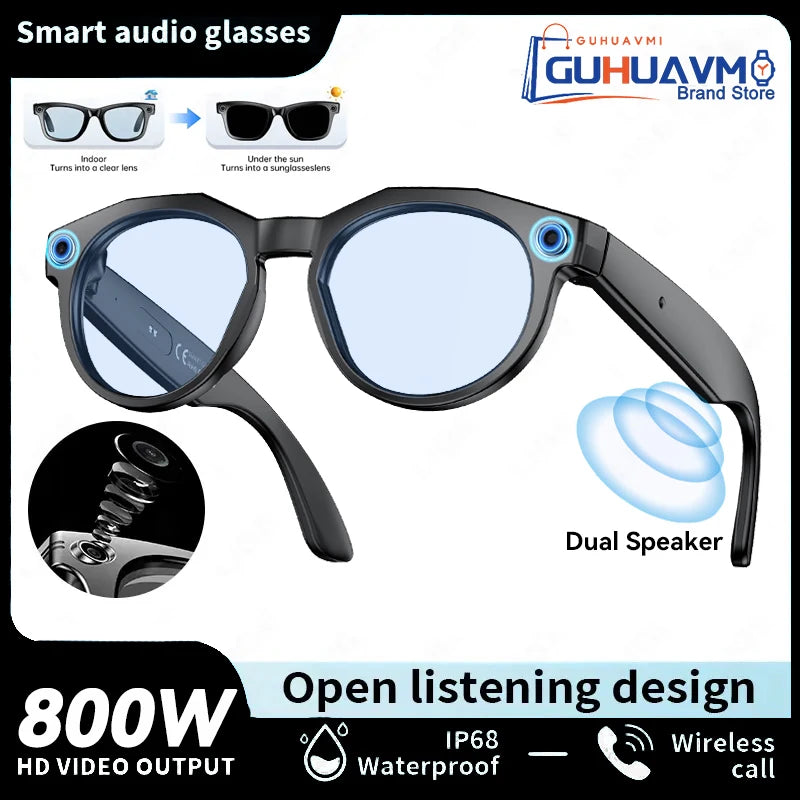 New 1080P HD AI Smart Glasses Chat GPT 800MP Camera Bluetooth Call 290mAh Battery WIFI Transmission Waterproof Smart Glasses Men