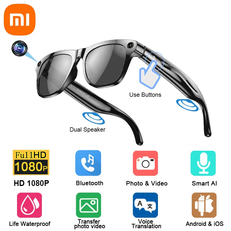 XIAOMI 1080P HD AI Smart Photochromic Glasses AI Camera Bluetooth Call 260 Mah Battery Voice Assistant Control Smart AI Glasses