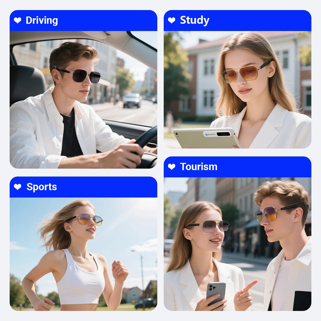 Gafas inteligentes LIGE Ai con Bluetooth, traducción en más de 100 idiomas, preguntas y respuestas en tiempo real, BT5.4, música, protección UV, para hombres y mujeres