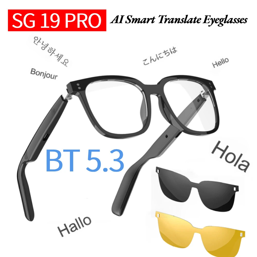 Intelligent Translator Glasses BT 5.4 Call Audio Music Call Sunglasses 144 Languages Polarized Lens Smart Glasses for Men Women