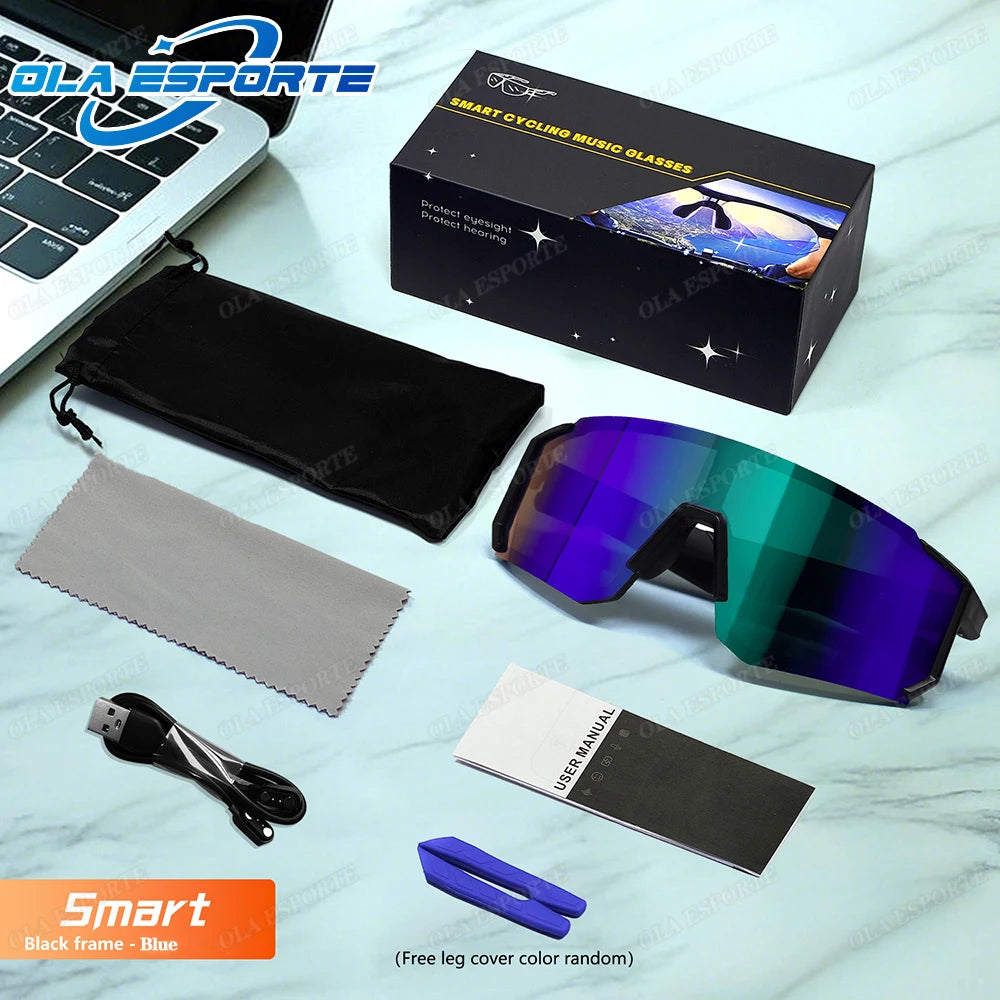 Lunettes de soleil intelligentes d'extérieur audio sans fil Bluetooth avec écouteurs pour le cyclisme et le sport, protection UV, pour hommes et femmes.
