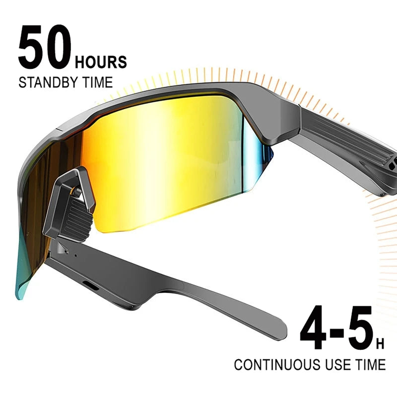 Smart Polarized Glasses Cycling Running Bluetooth Audio Call Remote Headset Sunglasses Sports Driving Music Earbuds Headphones