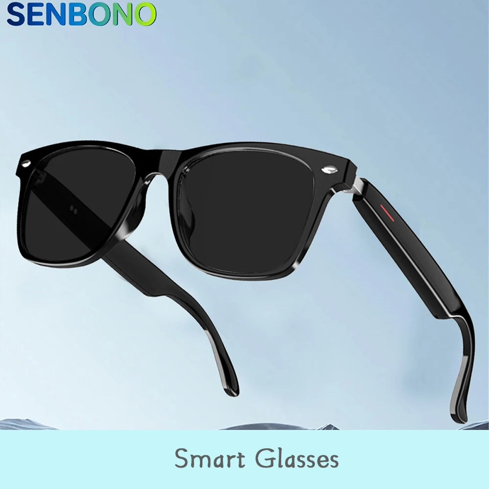 SENBONO New Smart Wireless Bluetooth Glasses Listen to Music Answer the Phone Men and Women Fashion Anti-blue Light Glasse