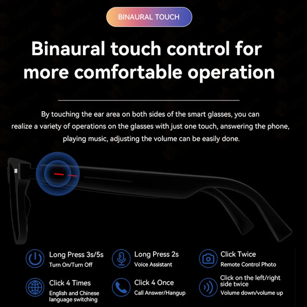 2025 Smart Glasses D13 AI Language Translation Intelligent Bluetooth Call Glasses Touch Headset Real-time Sunglasses Man Women