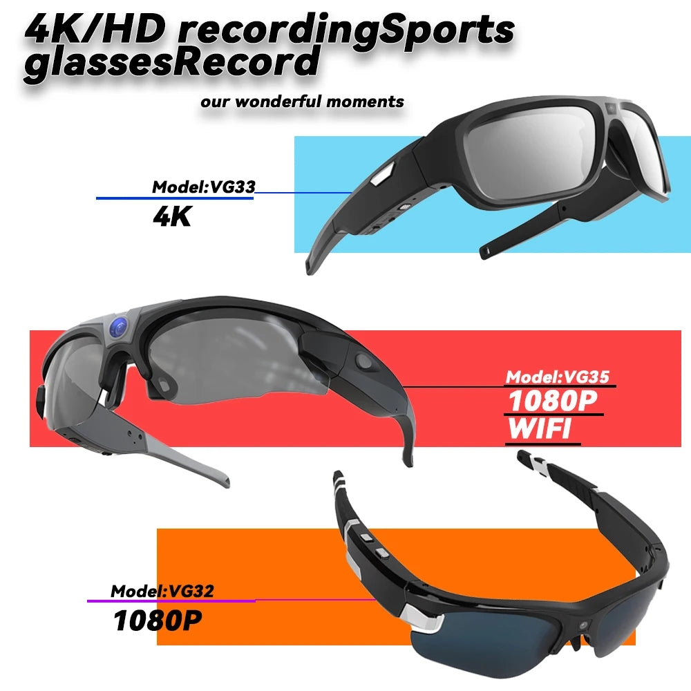 4K HD FPV Smart Glasses WIFI Camera 1080P Video Recording Mini Wireless Bodycam Vlogging POV Action Sports Motorcycle Cycling