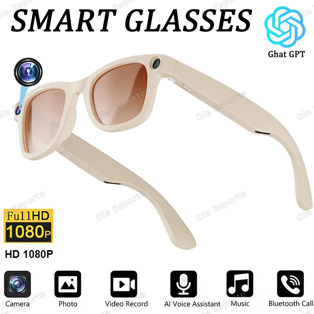 New Smart AI Glasses 800W pixel AI Shooting Camera HD Photo Video Voice Call Music Translation Waterproof Bluetooth Glasses 2025