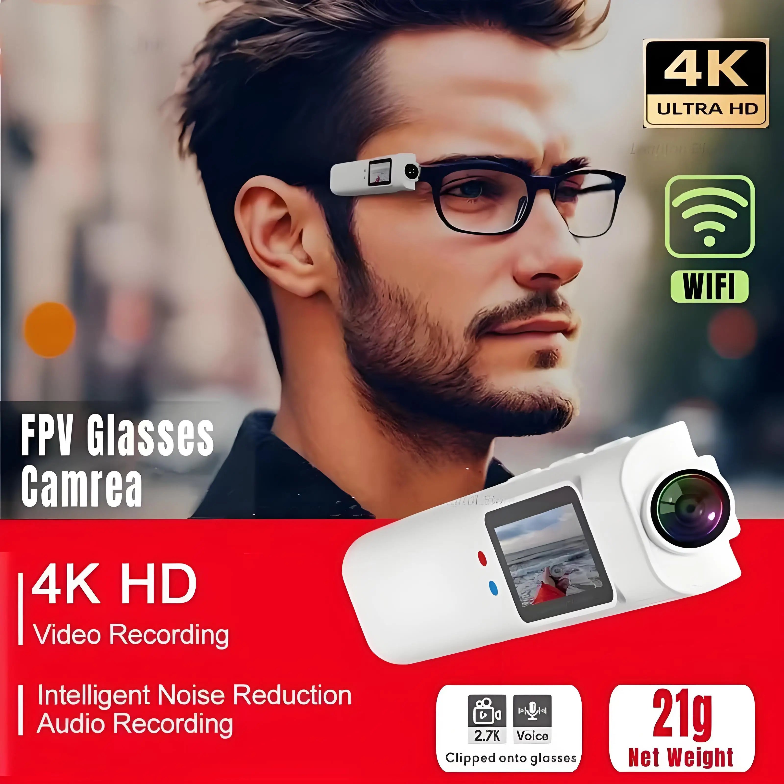 2026 4K Mini FPV Eyeglasses Video Shooting HD Camera WiFi Intelligent Headset Glasses Outdoor Sports Video&Sound Recording Hot