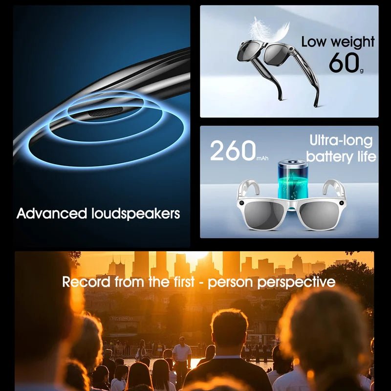 XIAOMI 1080P HD AI Smart Photochromic Glasses AI Camera Bluetooth Call 260 Mah Battery Voice Assistant Control Smart AI Glasses