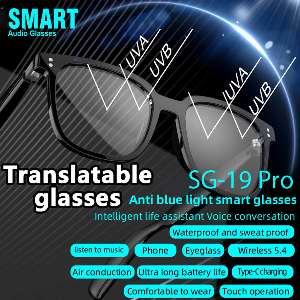 Intelligent Translator Glasses BT 5.4 Call Audio Music Call Sunglasses 144 Languages Polarized Lens Smart Glasses for Men Women