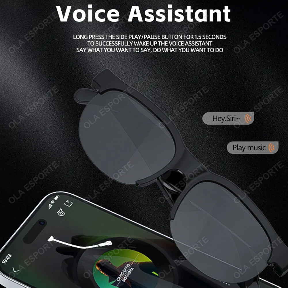 Smart Sunglasses Bluetooth Glasses V5.3 HIFI Headphones with Built in Mic for Outdoor Sports Running Anti-touch UV For Men Women