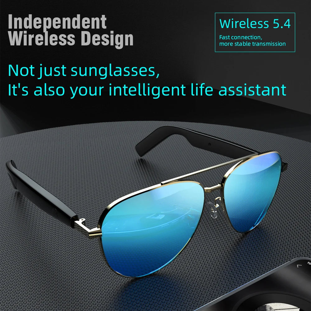 Gafas Bluetooth inalámbricas inteligentes, modernas, antiluz azul, reproducción de música multifuncional, respuesta de teléfono, operación táctil.