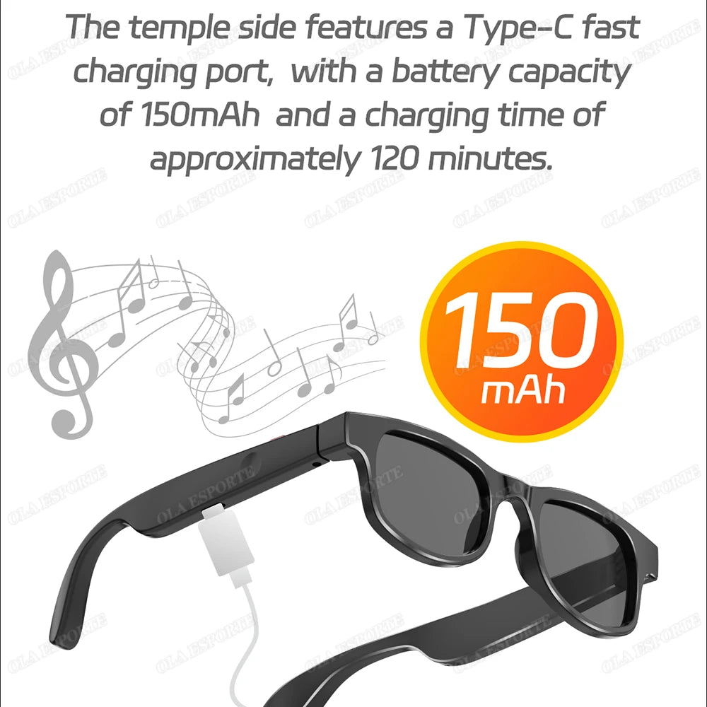 New Camera Control Smart Glasses 2025 Music Sunglasses Headphones Wireless Bluetooth Call Headset HIFI Audio glasses For Android