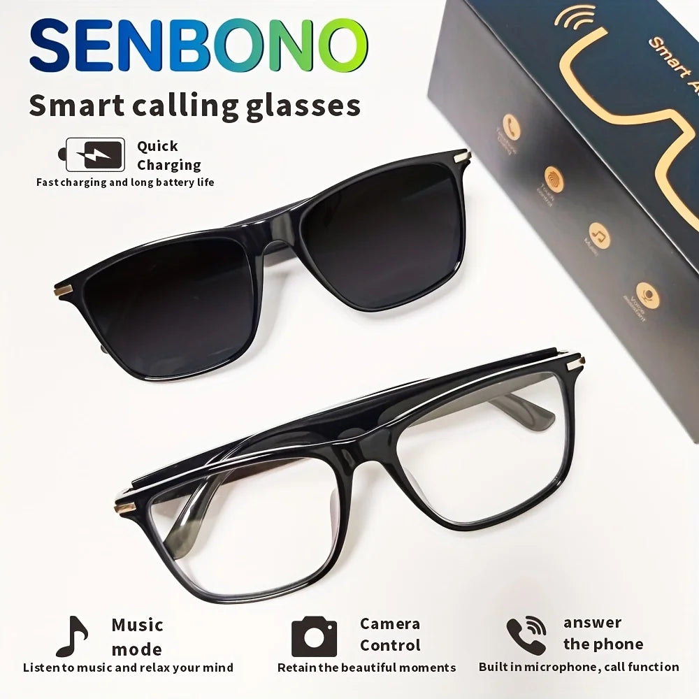 SENBONO Smart Glasses Bluetooth Call Music Remote Control Camera Smart Bluetooth Glasses Ride Sport Waterproof Sunglasses