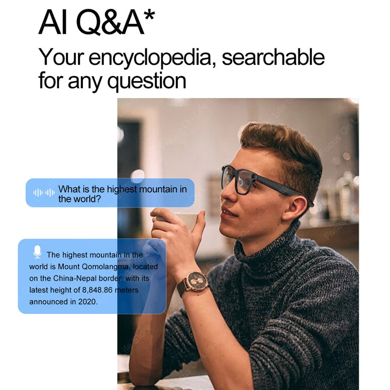 2026 New Smart AI Glasses HD Shooting Listening Call Recording Video Camera Glasses ANC ENC Dual Mic Noise Reduction Headsets