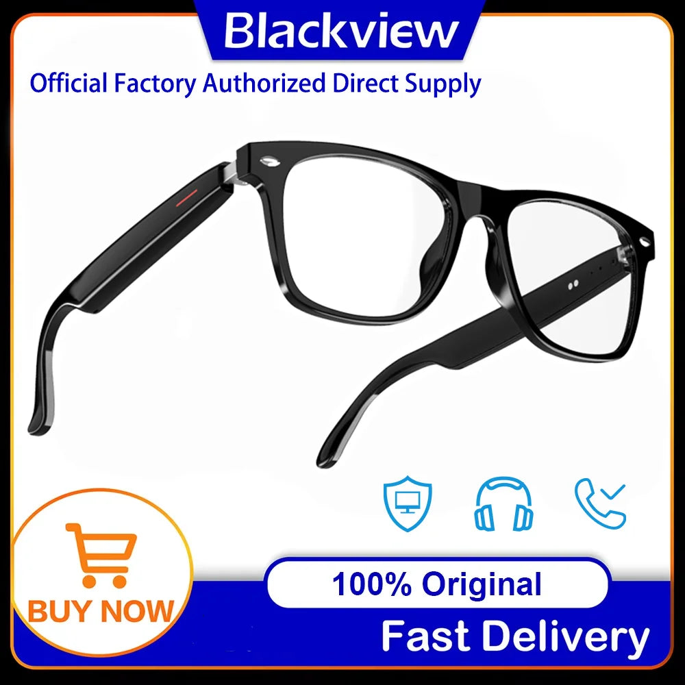 Blackview New E13 Anti-bluelight Smart Glasses Wireless Bluetooth Call & Voice Assistant Touch Control Glasses with Mic Speaker