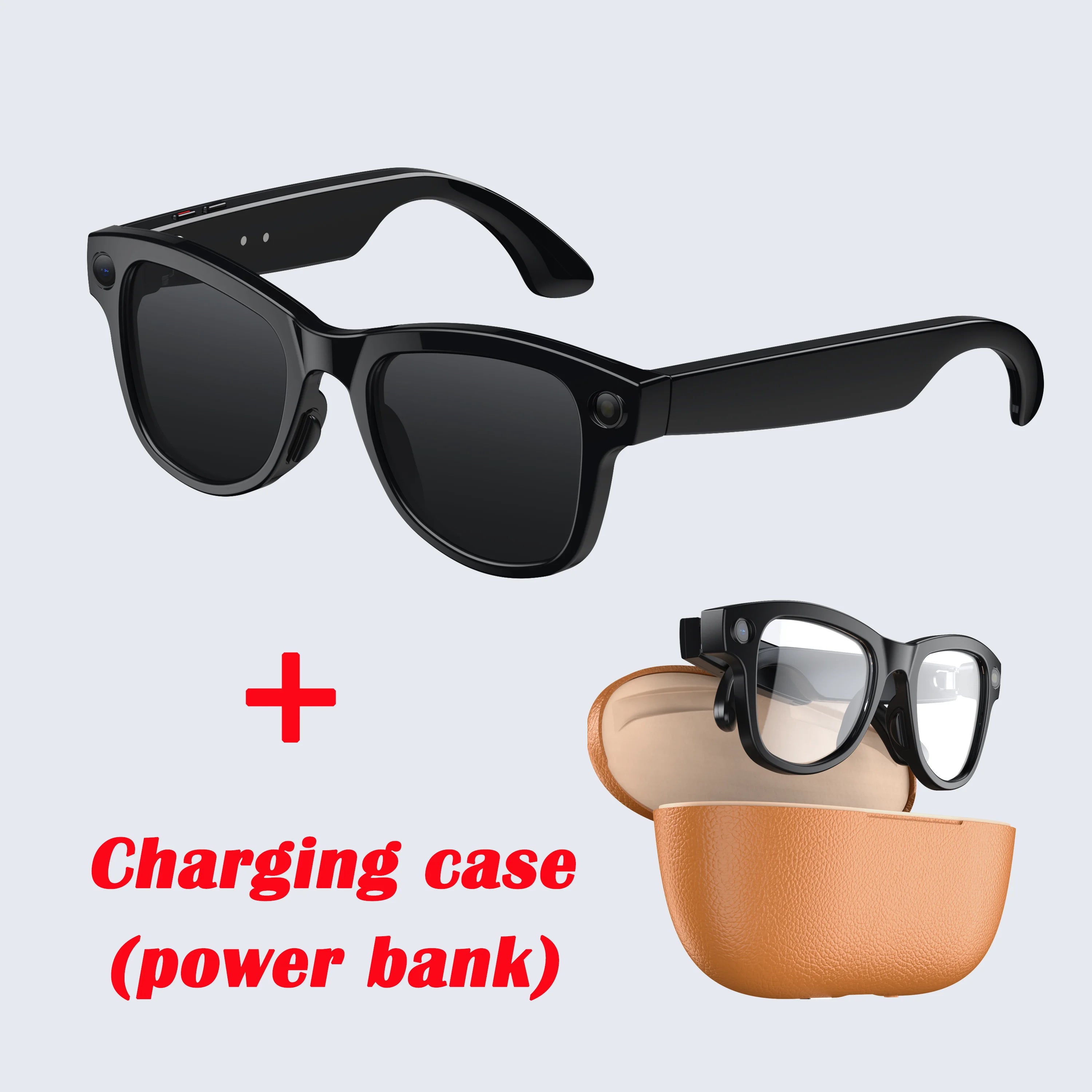 M02 AI Smart Glasses 8MP Camera Video Recording 100+Languages Translation Sunglasses Bluetooth Call Music Play with Charging Box