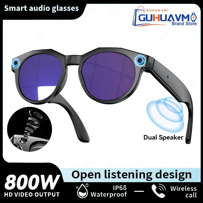 New 1080P HD AI Smart Glasses Chat GPT 800MP Camera Bluetooth Call 290mAh Battery WIFI Transmission Waterproof Smart Glasses Men