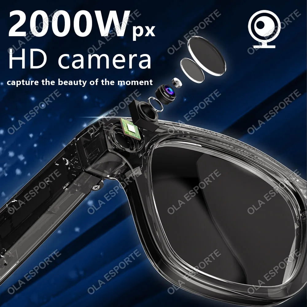 HD 1080P AI Smart Glasses ChatGPT 2000W Camera Bluetooth Call 400Mah Battery Voice Assistant Control Smart Glasses for Men Women