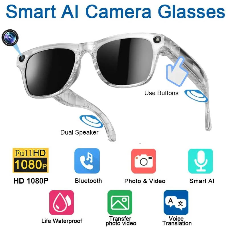 Xiaomi 8KHD AI Smart Glasses Photochromic Multifunction Bluetooth Calling Voice Assistant Music Player Translate CameraGlasses