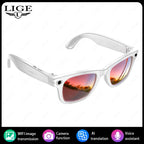 LIGE New AI Glasses HD Anti-shake Camera Video Recording Smart Glasses Voice Call Wireless Bluetooth Call Translation Sunglasses