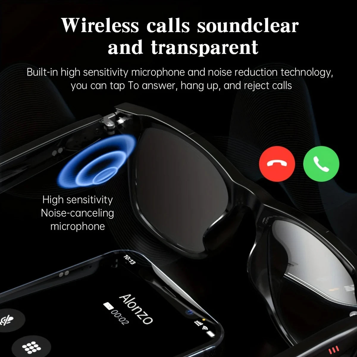 SENBONO Smart Glasses Bluetooth Call Music Remote Control Camera Smart Bluetooth Glasses Ride Sport Waterproof Sunglasses