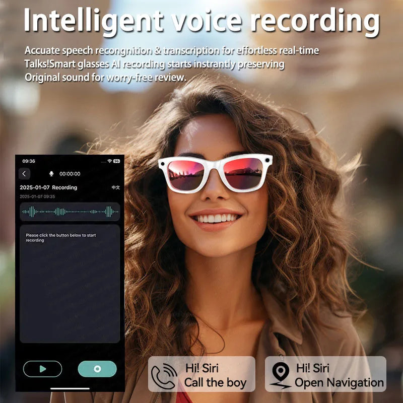 2025 New 800W Pixel HD Camera 32GB Smart Glasses Women Take photo shoot Video AI Translation Recording Waterproof AI Glasses Men