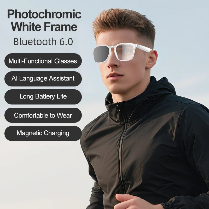 AI Translation Smart Glass Photochromic Bluetooth Wireless Hands-Free Communication Audio Multifunctional Driving Smart Glasses
