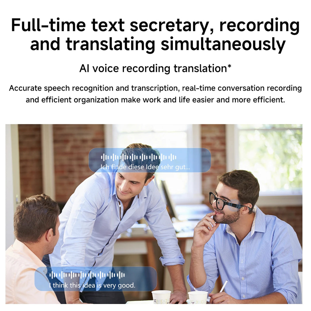 New OTA Upgrade Smart Glasses 1080P HD Camera Video Record AI Chat GPT Function Q&A Translation Wireless Call Women Men Eyeglass