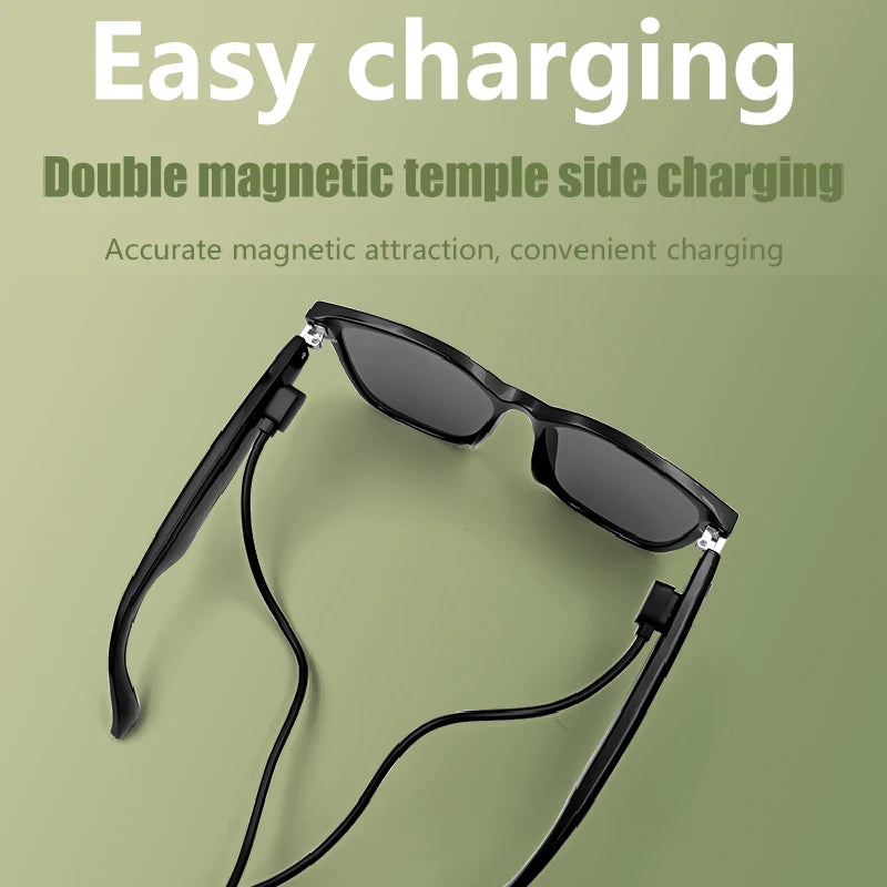 Smart Glasses Man Blue Light Filtering Polarized Sunglass 2in1 Lenses Audio Built-in Mic Speakers Ai Voice Assistant Women Men