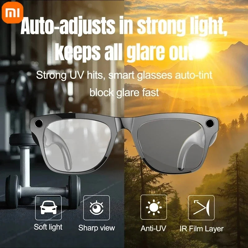 Xiaomi AI Smart Glasses 8K HD Photochromic Multifunction Bluetooth Calling Voice Assistant Music Player Translate Camera Glasses