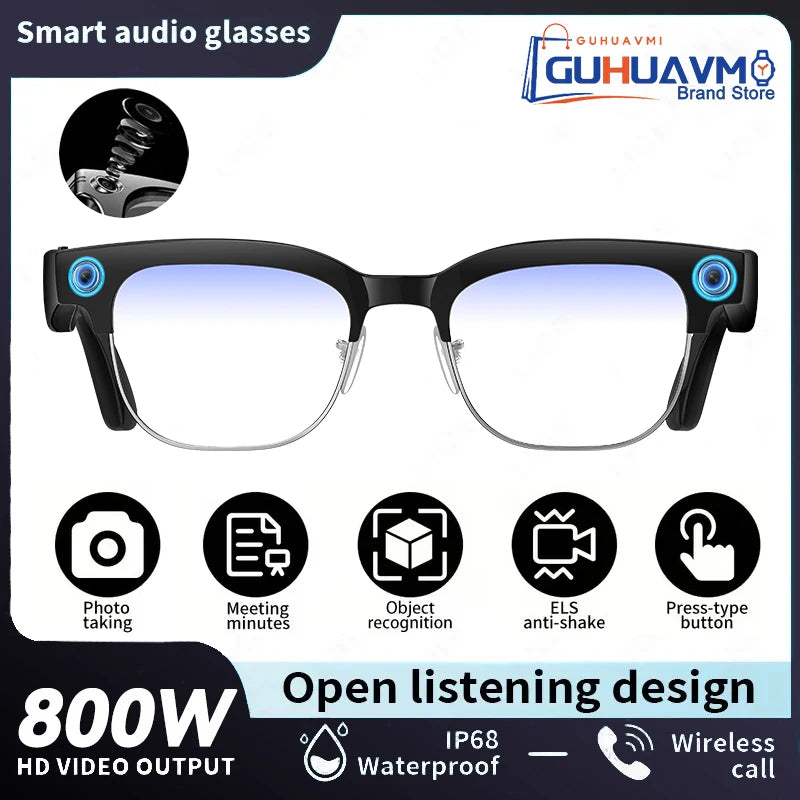 New 4k HD 800W Camera Smart Glasses Men 100+Language Translation 1080P shoot Video WIFI Transmission Music Player Call Glasses