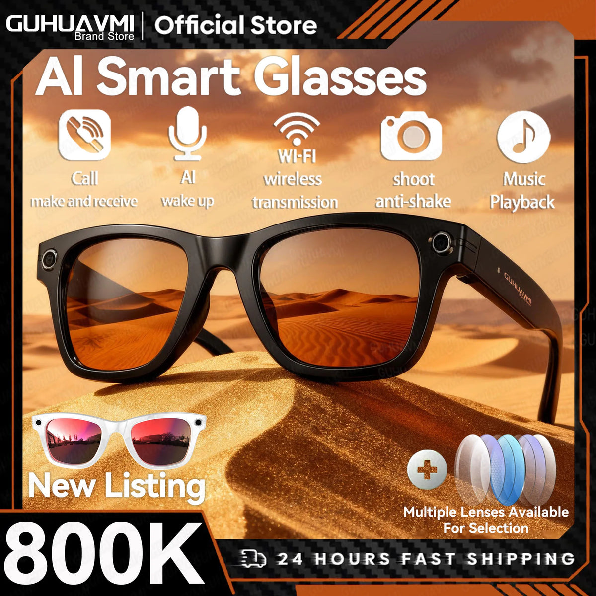 2025 smart glasses bluetooth camera Recording Videos AI Photo Recognition Answer 100+ Languages Translation Music Play Men Women