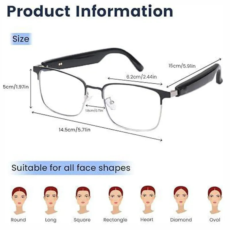 Smart glasses, app translation, color-changing lenses, high-definition voice calls, Hi-Fi music quality, open-ear audio glasses.