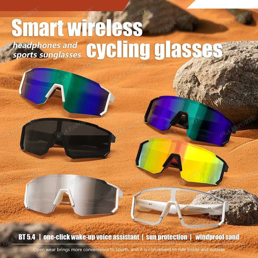 2025 New Cycling Smart Glasses Bluetooth V5.4 Intelligent Control Music/Phone Calls/Cycling/Sports UV400 Protection Sunglasses