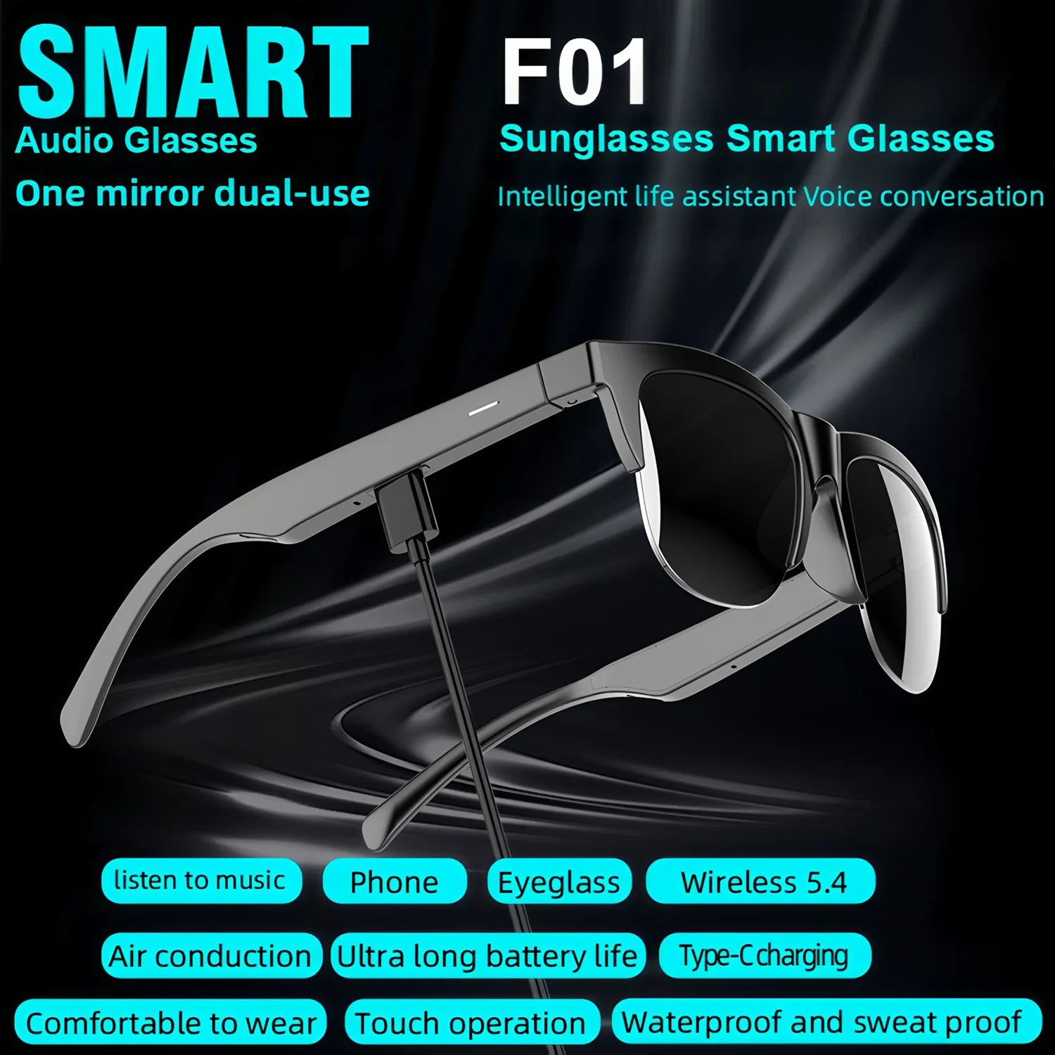 Smart Music Women Men Sports Sunglasses Headphones Wireless Bluetooth Talking Headset HIFI Audio Bluetooth Glasses