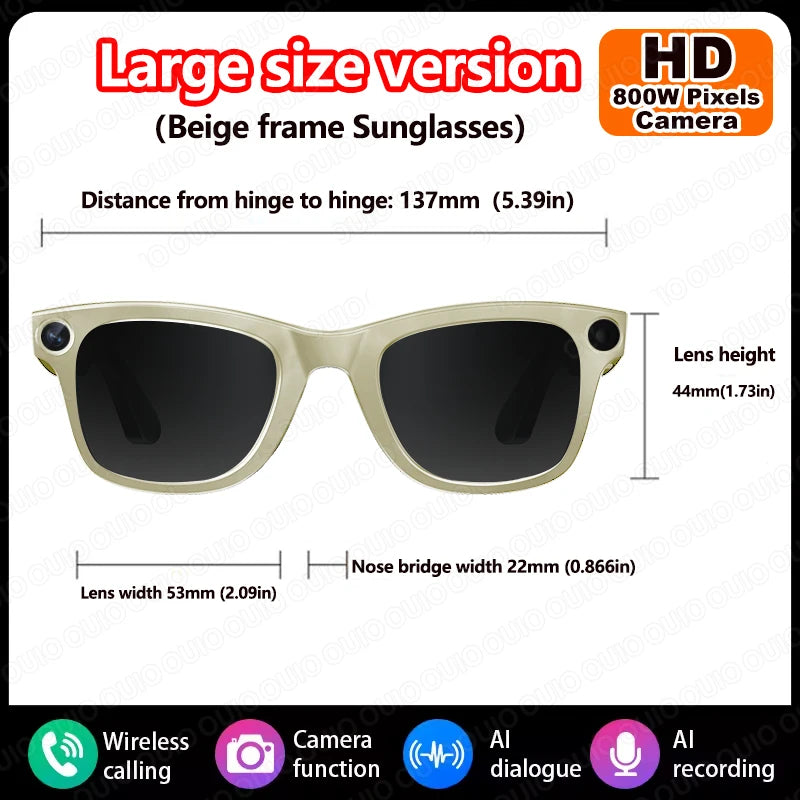 AI Smart Camera Glasses Bluetooth Call Video Recorder Wi-Fi transmission Translation Music Outdoor Anti Blue Light Smart Glasses
