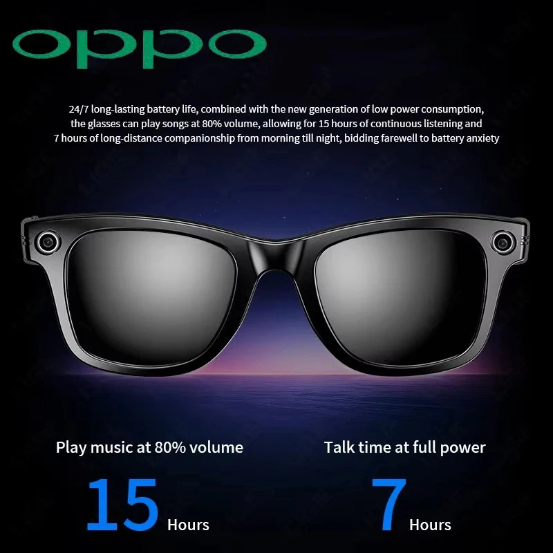 OPPO AI Smart Glasses Ultra Clear Camera Shootingand Recording Touch Sport Sunglasses Bluetooth Call Video Music Player