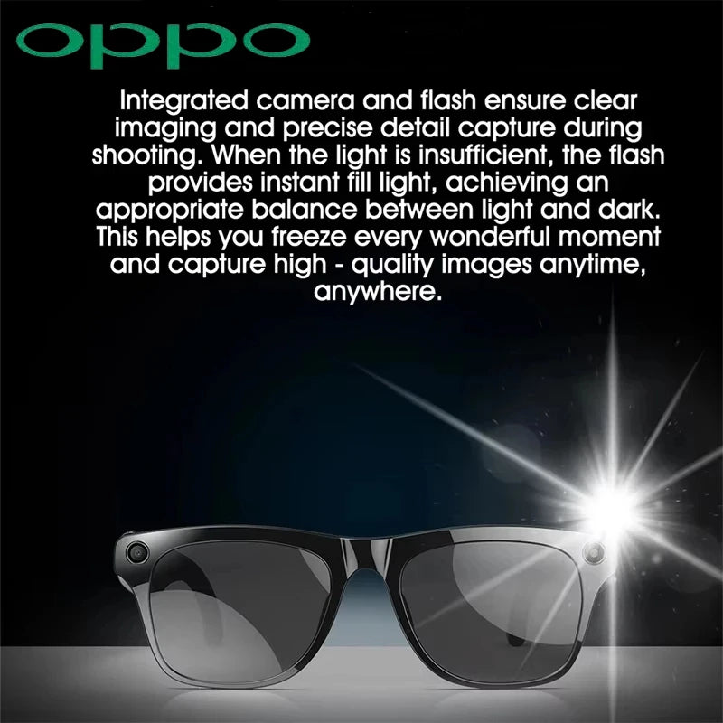 Gafas inteligentes OPPO con IA, ultra claras, para grabar y disparar, con pantalla táctil, deportivas, Bluetooth, llamadas, vídeo y reproductor de música.