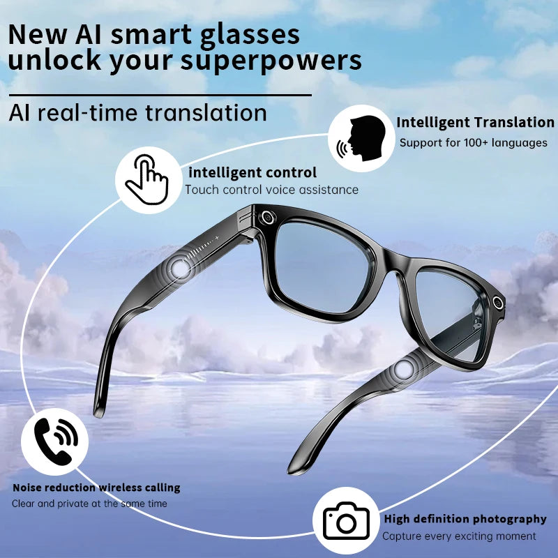 LIGE New Camera Smart Glasses with Photochromic Lenses Photography Video ChatGPT AI Interactive Translation Smart Sunglasses Men