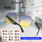Gafas inteligentes LIGE Ai con Bluetooth, traducción en más de 100 idiomas, preguntas y respuestas en tiempo real, BT5.4, música, protección UV, para hombres y mujeres