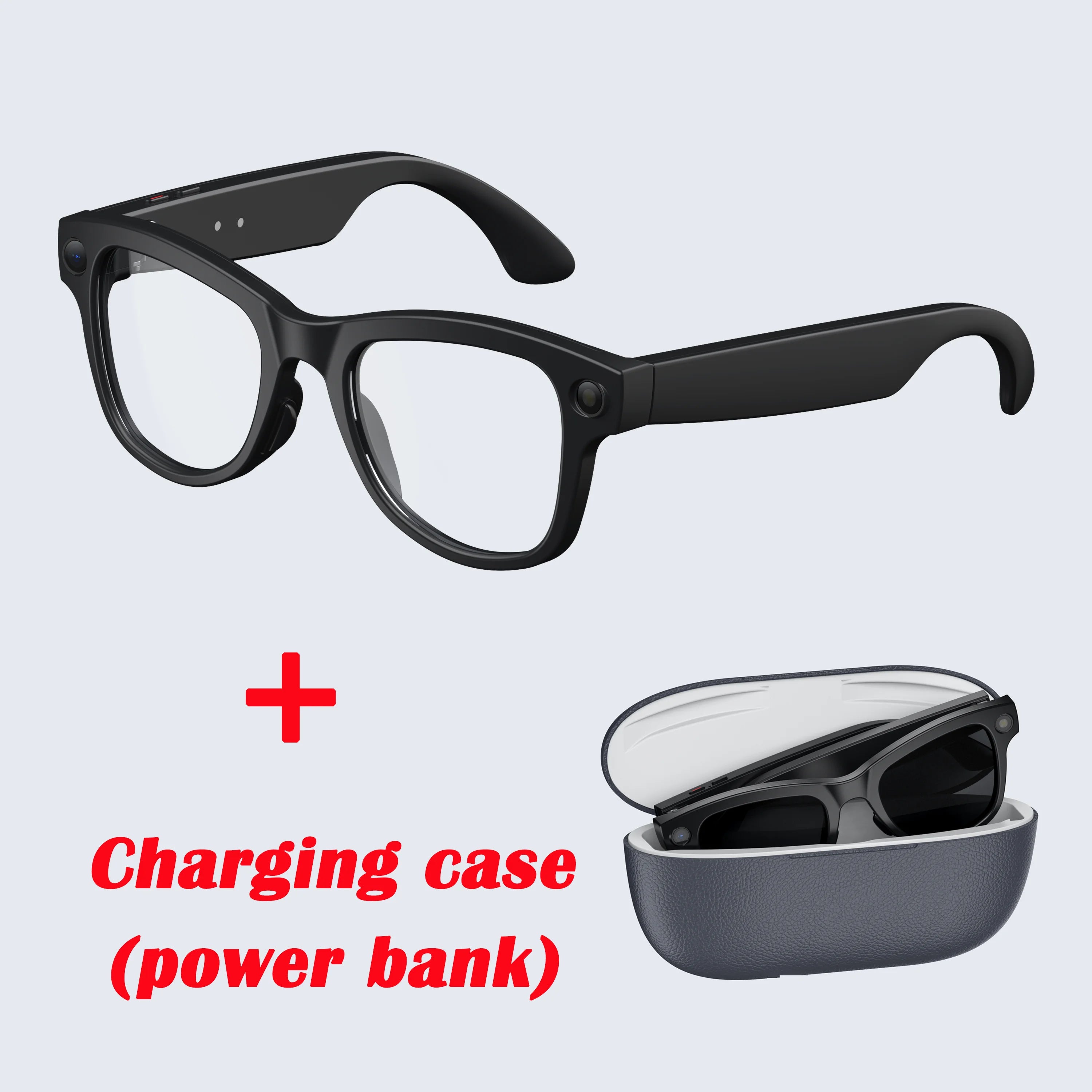 M02 AI Smart Glasses 8MP Camera Video Recording 100+Languages Translation Sunglasses Bluetooth Call Music Play with Charging Box