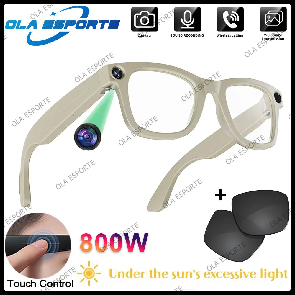 4K AI Smart Glasses Multifunction Camera Bluetooth Call Voice Assistant Music Player Translate Glasses UV Polarized Sunglasses