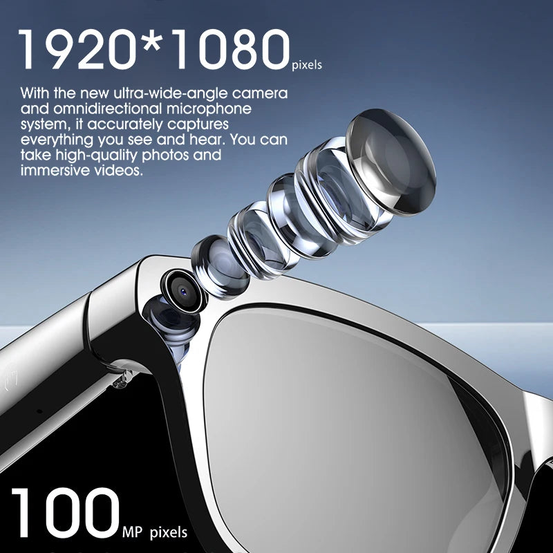AI Smart Glasses With Camera Bluetooth Call Voice Assistant Control Navigation Waterproof Smart Sports Wearable Camera Glasses