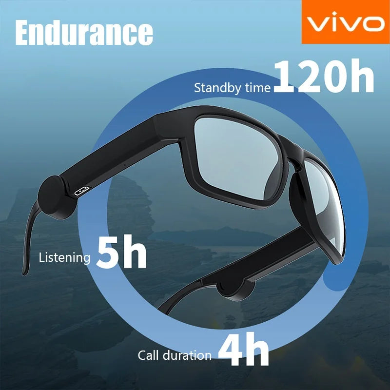 VIVO Smart Glasses Bluetooth Intelligent Glasses Call TWS Music Headphone Audio Multifunction Waterproof Original Sunglasses New