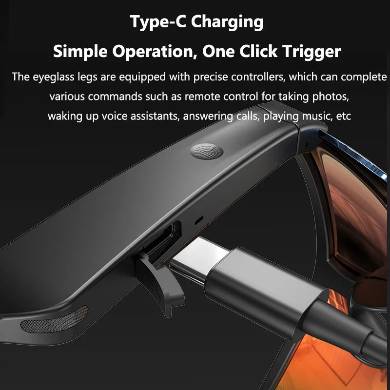 Smart Bluetooth Glasses Intelligent Touch Voice Assistant Audio Music Wireless Earphone Anti Blue Light UV Protection Sunglasses