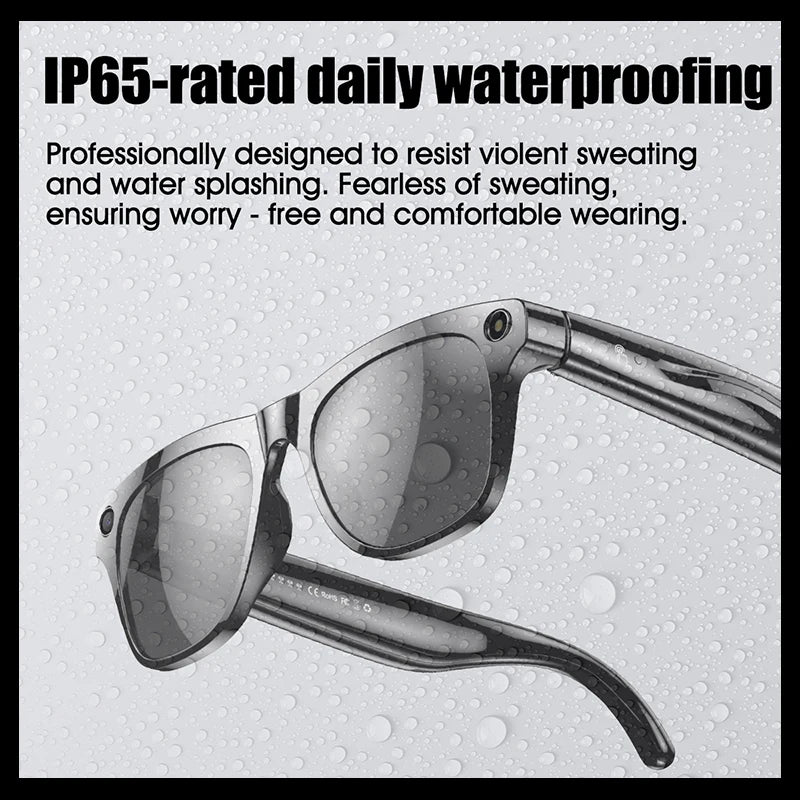 AI Smart Glasses With Camera Bluetooth Call Voice Assistant Control Navigation Waterproof Smart Sports Wearable Camera Glasses